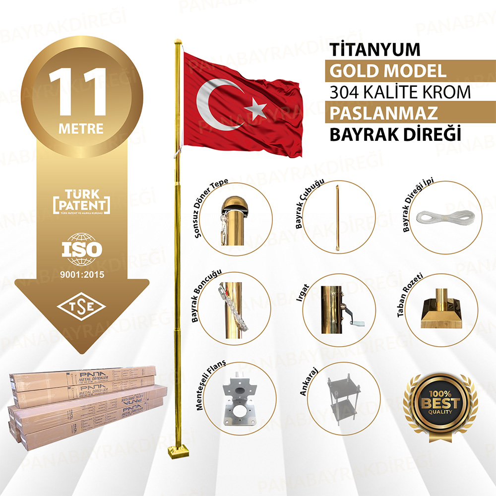 11 Metre İnox 304 Kalite Paslanmaz Krom Çelik Titanyum Gold Bayrak Direği 1 11 Metre İnox 304 Kalite Paslanmaz Krom Çelik Titanyum Gold Bayrak Direği