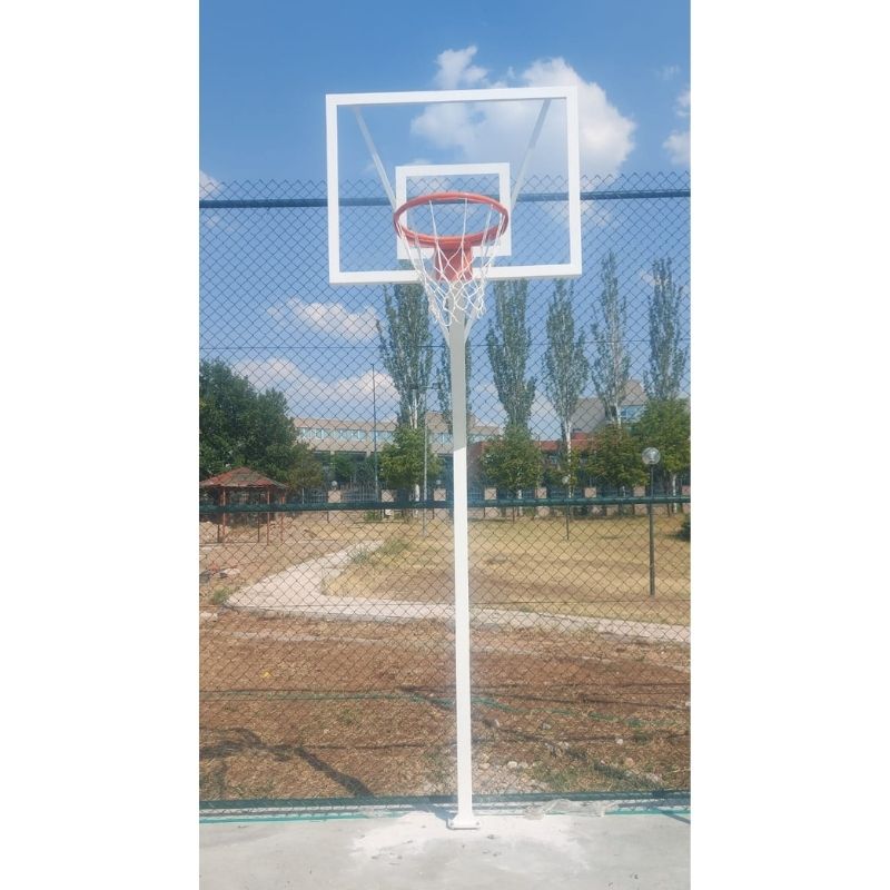 EKO Basketbol Potası Bahçe Tipi Tek Direkli Cam Panya 1 EKO Basketbol Potası Bahçe Tipi Tek Direkli Cam Panya