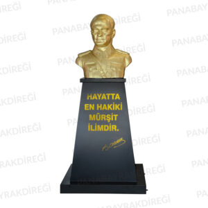 Atatürk Büstü Mareşal Üniformalı (80cm Alüminyum)+ Kaide (120cm)+ Alt Tabla